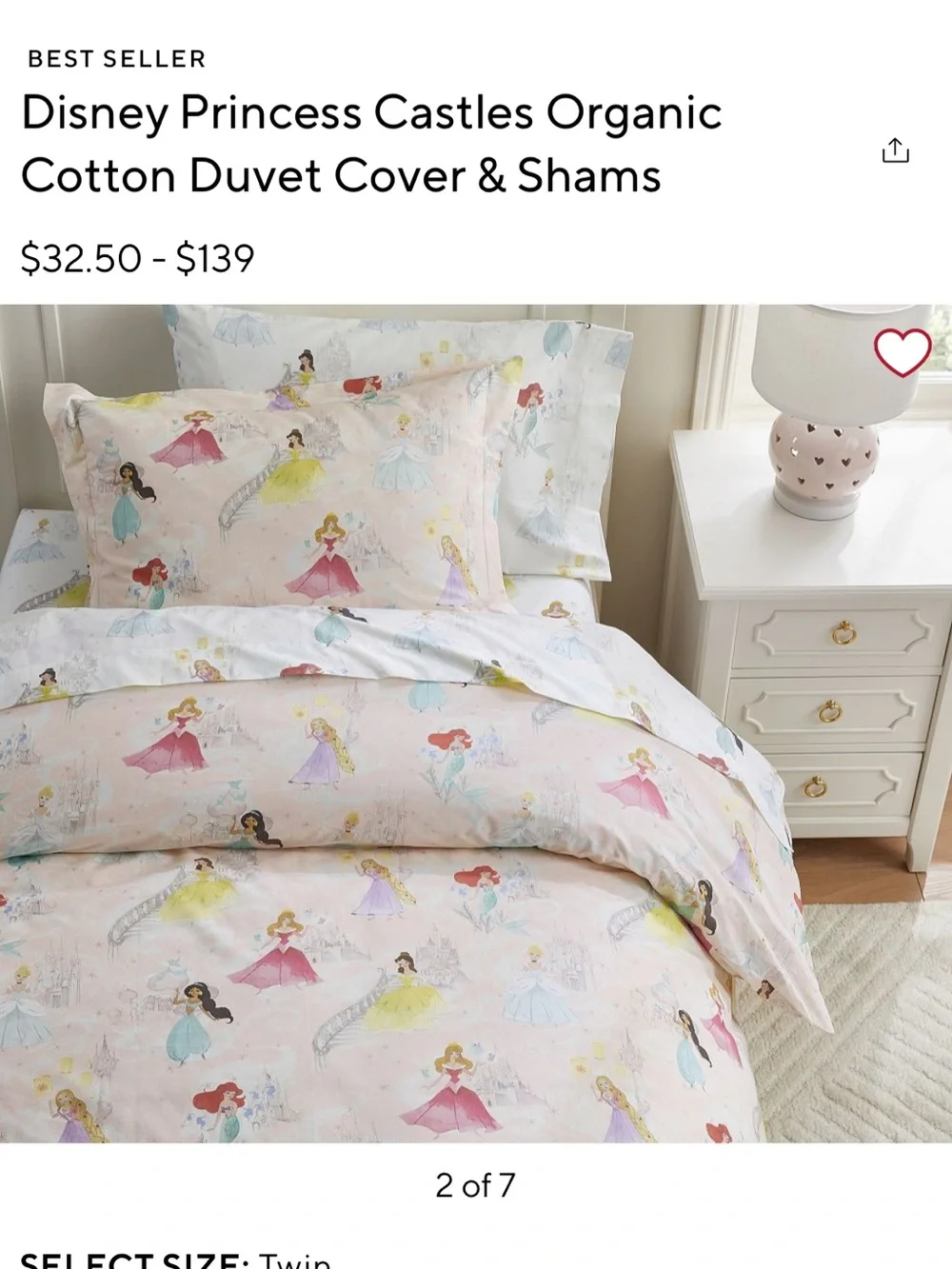 Disney Princess Castles Duvet Cover Set - Pink, Yellow, Blue